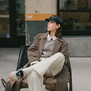 NWT Petite Studio Hagar Trench Olive Small